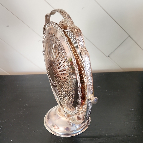 Vintage Queen Anne 3 Tier Folding Silver Plated Server Tray - Picture 4 of 5